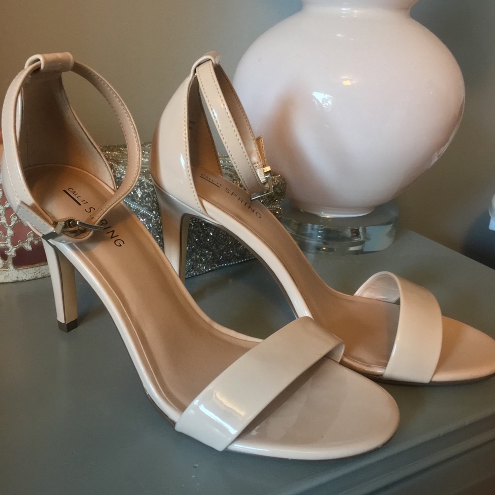 Nude Ankle Strap Heels